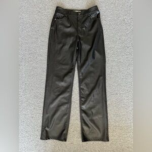 Zara Faux Leather Pants Black Straight Leg 6
